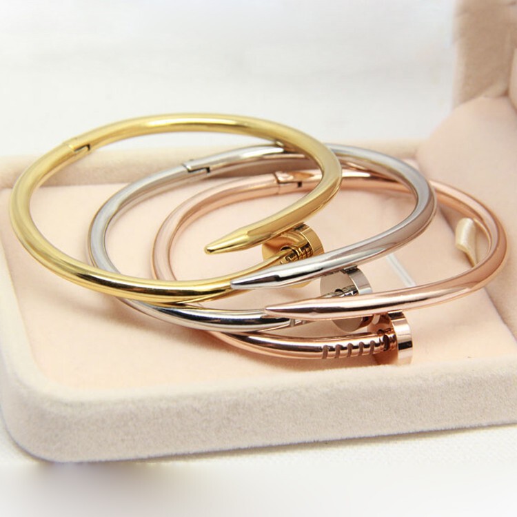 Official Genuine Wenjian 18K Rose Gold Nail Bracelet Open-Ended Bracelet Without Diamonds Personalized Bracelet Official Genuine Wenjian 18K Rose Gold Nail Bracelet Open-Ended Bracelet Without Diamonds Personalized Bracelet