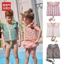 Retro childrens summer new buoyancy vest baby and middle-aged childrens sun protection swimsuit vest swimming auxiliary buoyancy vest