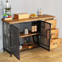 Factory direct sales industrial style sideboard solid wood iron tea table hotel cupboard wine cabinet meal preparation cabinet storage cabinet