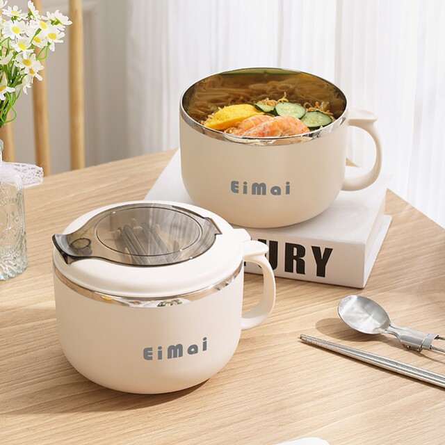 German Imported Rice Bowl with Lid for Office Workers Insulated Canteen Lunch Box 304 Stainless Steel Student-Specific Rice Bowl