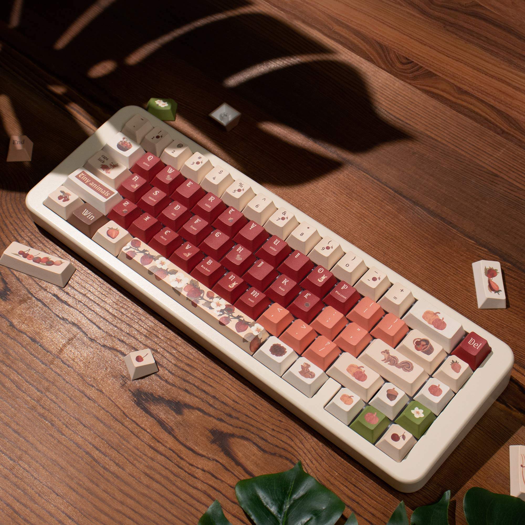 Deer in the Deep Forest keycap set styled