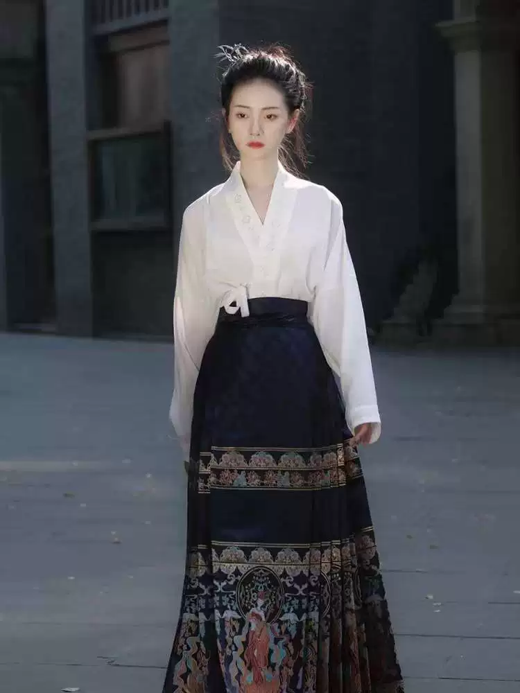 КОНСКОГО ЛИЦА ЮБКА ДВА ПРЕДМЕТА КОСТЮМ Улучшенный Hanfu Платье