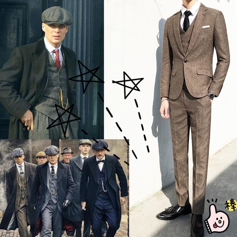 Men's Suit Set, Tom Shelby Style, Retro Slim Fit, National Trend, British Style, Movie Razor Gang Three-Piece Set Men's Suit Set, Tom Shelby Style, Retro Slim Fit, National Trend, British Style, Movie Razor Gang Three-Piece Set