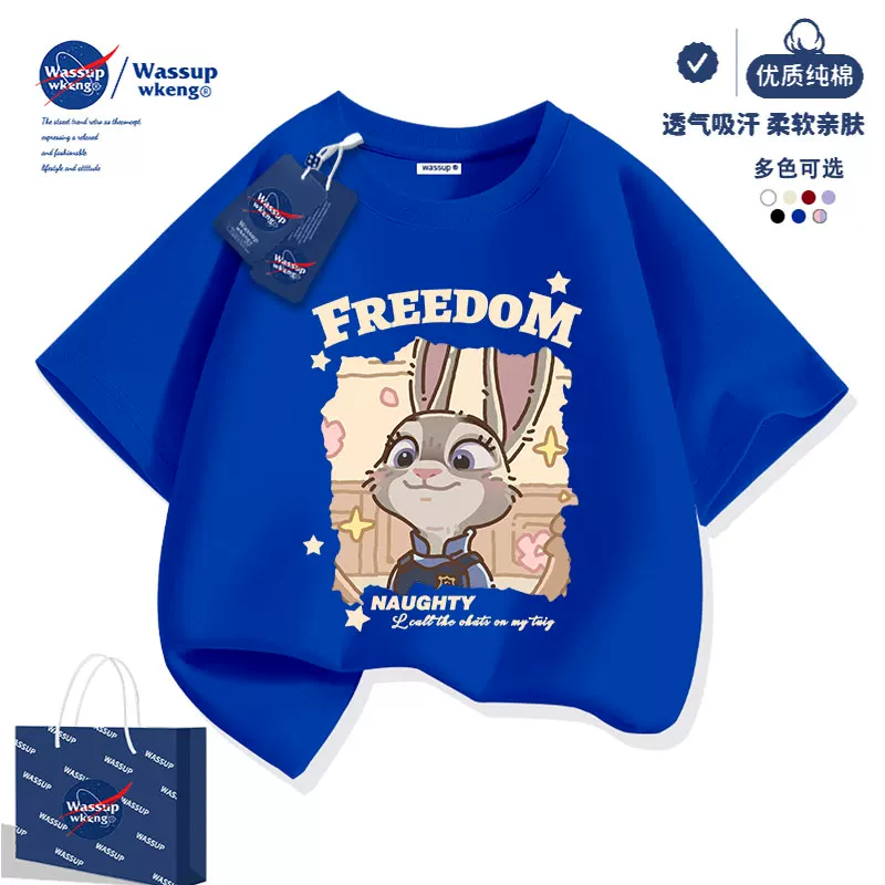Детская футболка с короткими рукавами WASSUP Zootopia, для девочек, лето 2026, новая полуполукомплект летней одежды для девочек