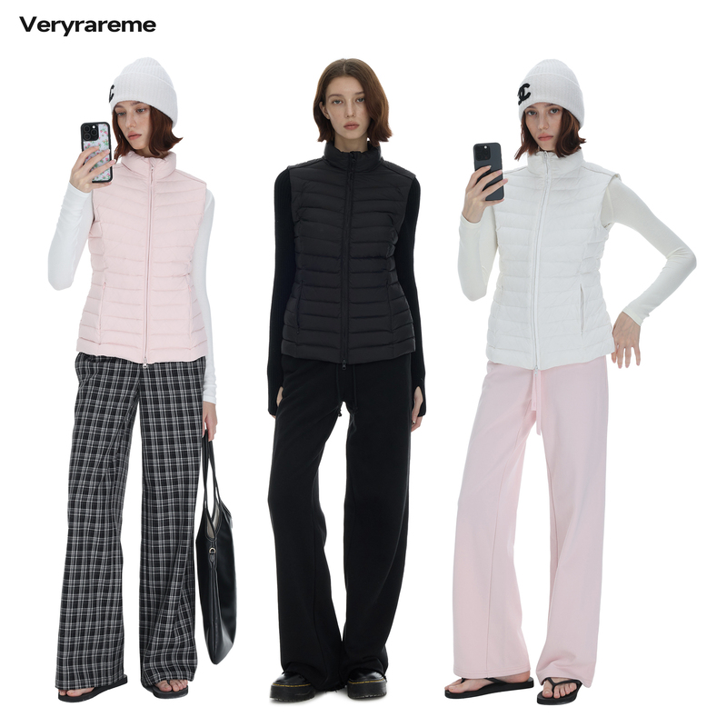 Veryrareme 90 White Duck down Thin Detachable Sleeve Ribbed down Jacket