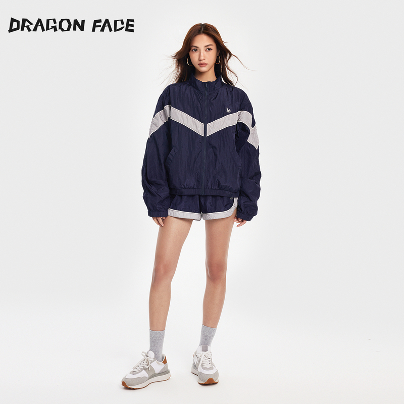 【Shen Mengchen/Miao Miao Same Style】Dragon Face Color-Blocking Breathable Sports Jacket and Boxing Shorts