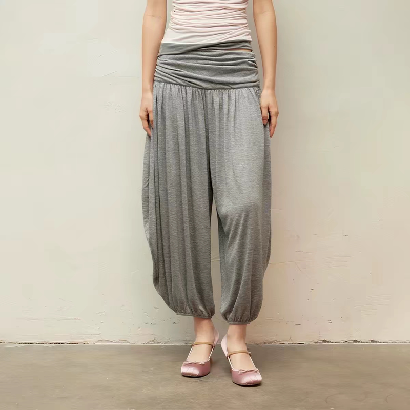Designer Genuine Sq*A*E Ci*C*E Square*Round Waist Pleated Loose Drapey Cropped Pants Lantern Pants Long Pants