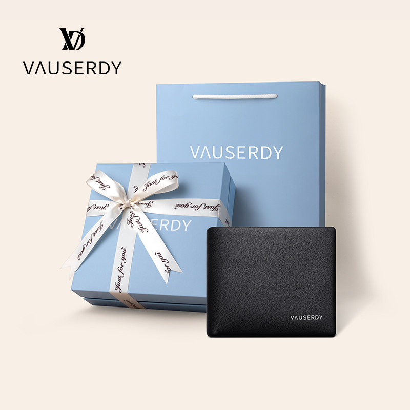UK VAUSERDY van Seidy men's wallet genuine leather 2023 new head layer cow leather short money clip casual-Taobao