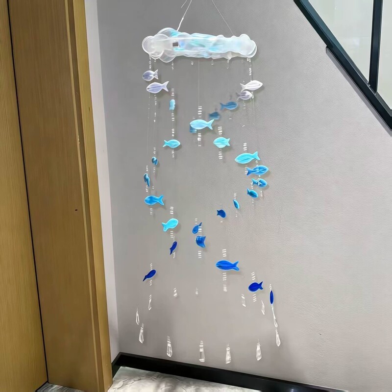 Small Fish Wind Chime Twist Stick DIY Material Kit Bedroom Hanging Decoration High-Value Ornament Gift for Friend's Birthday