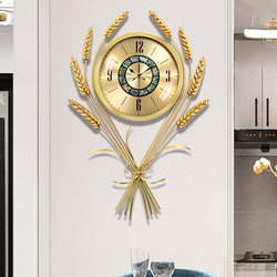 Year after Year of Peace, Light Luxury Brass Clock, Wall Clock for Living Room, Creative Dining Room Wall Clock, Silent Quartz Clock