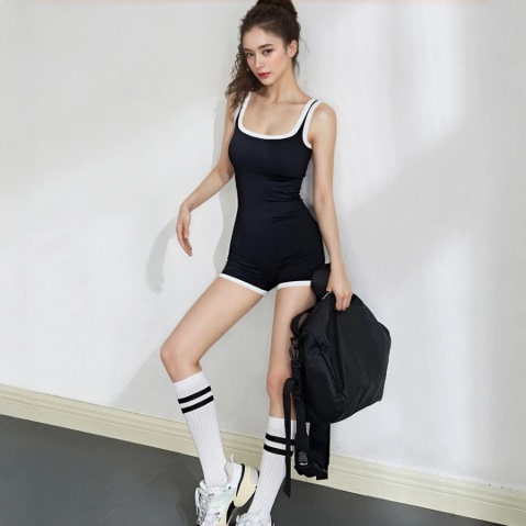 Qinqing Sports and Fitness High-End One-Piece Yoga Suit for Women, Beautiful Back Design, Tight-Fitting Bodysuit with Chest Pads, Aerial Yoga Suit Qinqing Sports and Fitness High-End One-Piece Yoga Suit for Women, Beautiful Back Design, Tight-Fitting Bodysuit with Chest Pads, Aerial Yoga Suit