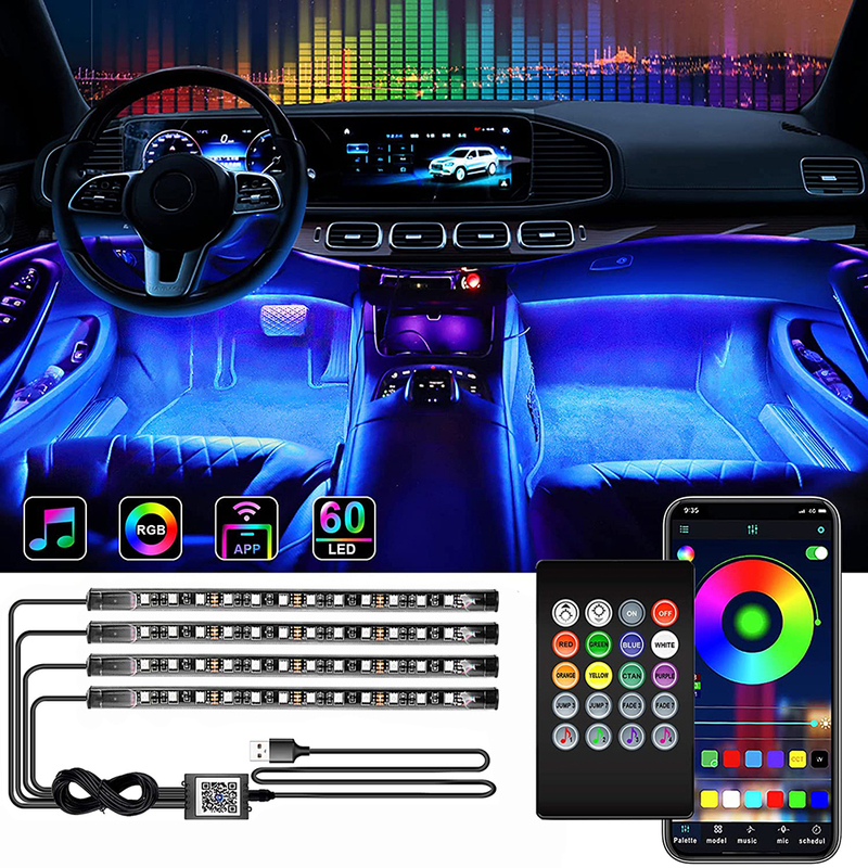 Neon LED Car Interior Ambient Foot Strip Light Kit Accessori