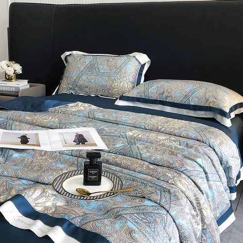 Ретро прохладное одеяло, шелковистый элитный комплект, европейский стиль, 4 предмета, простой и элегантный дизайн