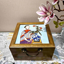 15*15 square new Chinese style solid wood old elm three-dimensional relief square jewelry storage box decorative storage box