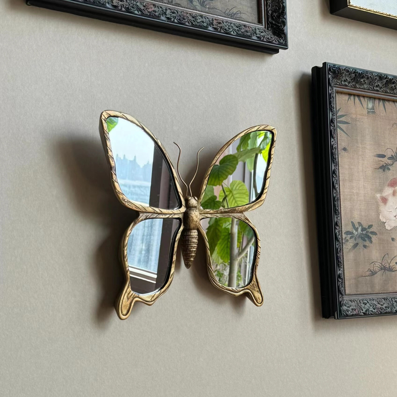 Iotc French Retro Butterfly and Dragonfly Decorative Mirror Wall Decoration Pendant Living Room Entrance Creative Wall Decoration Iotc French Retro Butterfly and Dragonfly Decorative Mirror Wall Decoration Pendant Living Room Entrance Creative Wall Decoration