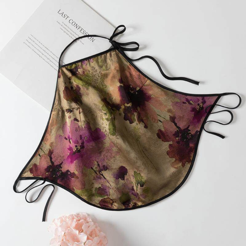 New Style Mulberry Silk Bellyband, Feminine Summer Retro National Style Silk Backless Lingerie, Women's Thin Strap Set