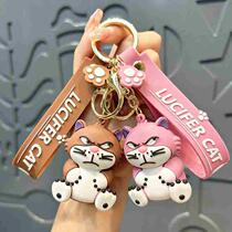 Silicone Cat Cartoon Bag Pendant Doll Keychain Couple Doll Car Pendant Keychain Doll