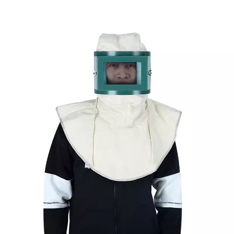 Sandblasting Cap Dust Mask Protective Shawl Cap White Canvas Sandblasting Cap Full Face Sandblasting Mask Polishing Paint Dust Cap