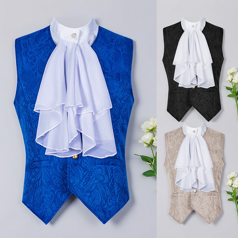 Men's Bow Tie Medieval Short Jacquard Sleeveless Vest Gothic Vest Set One-Size-Fits-All Retro Formal Vest Men's Bow Tie Medieval Short Jacquard Sleeveless Vest Gothic Vest Set One-Size-Fits-All Retro Formal Vest