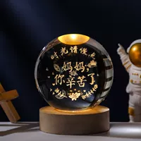 Мама усердно работала [8 см] Светящий круглый деревянный фонарь-L40