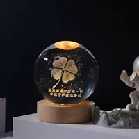 Трава с четырьмя листьями [6 см] [520 Limited] Освещение круглой деревянной лампы -S27