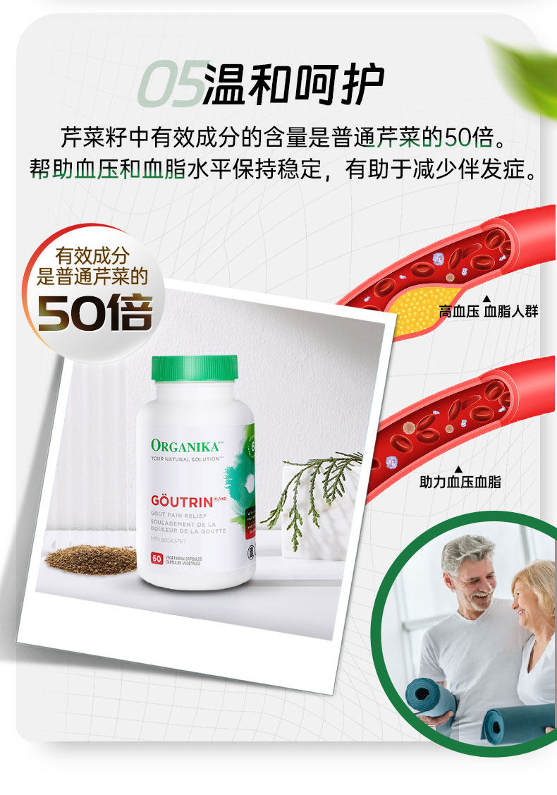 加拿大进口 Organika 奥加尼卡 高浓缩西芹籽复合胶囊 60粒 凑单折后￥67.55包邮包税