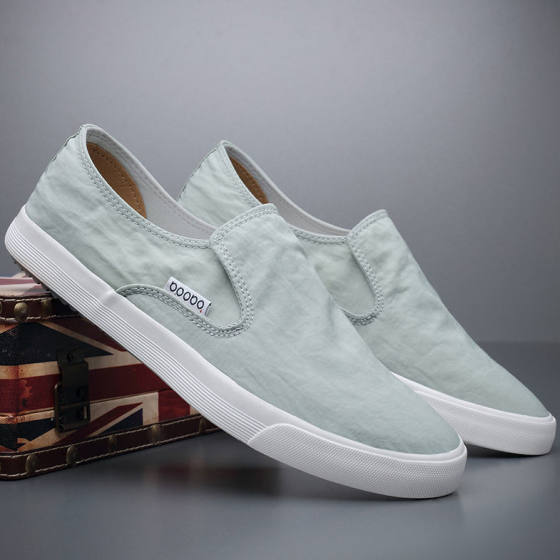 Summer Canvas Shoes for Men, Slip-On Loafers, British Style Driving Shoes, Soft-Soled Old Beijing Breathable Casual Cloth Shoes