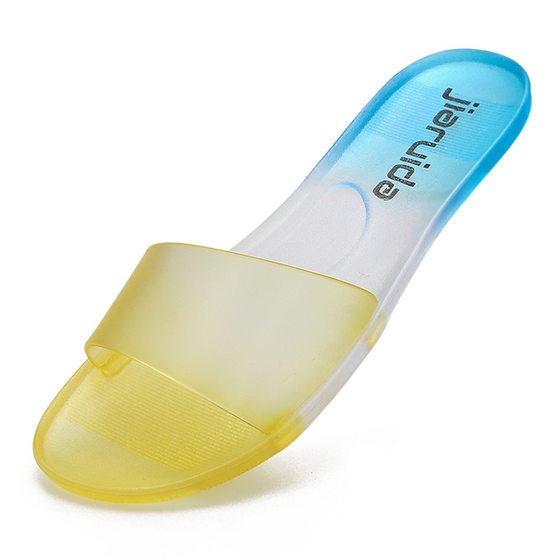 Crystal Slippers for Women, Summer Outdoor Wear, Fashionable Internet Celebrity Transparent Flat Sandals, Casual Beach Soft-Soled Trendy Non-Slip Student Slippers