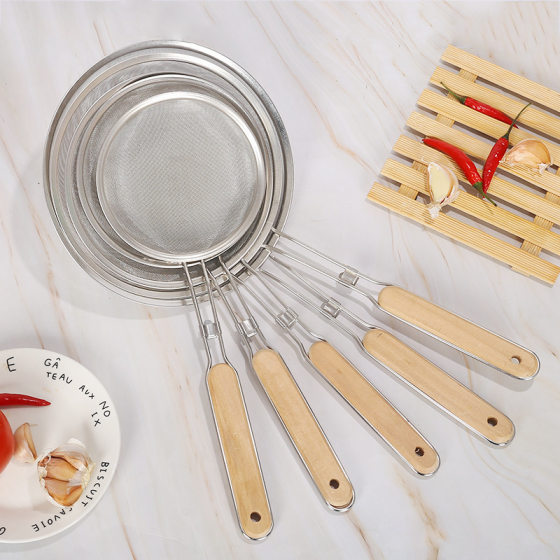 304 Stainless Steel Ultra-Fine Colander for Kitchen Use, Fine Mesh Strainer for Noodles, Ultra-Dense Filter for Soy Milk and Juice, Oil Strainer, Frying Spoon