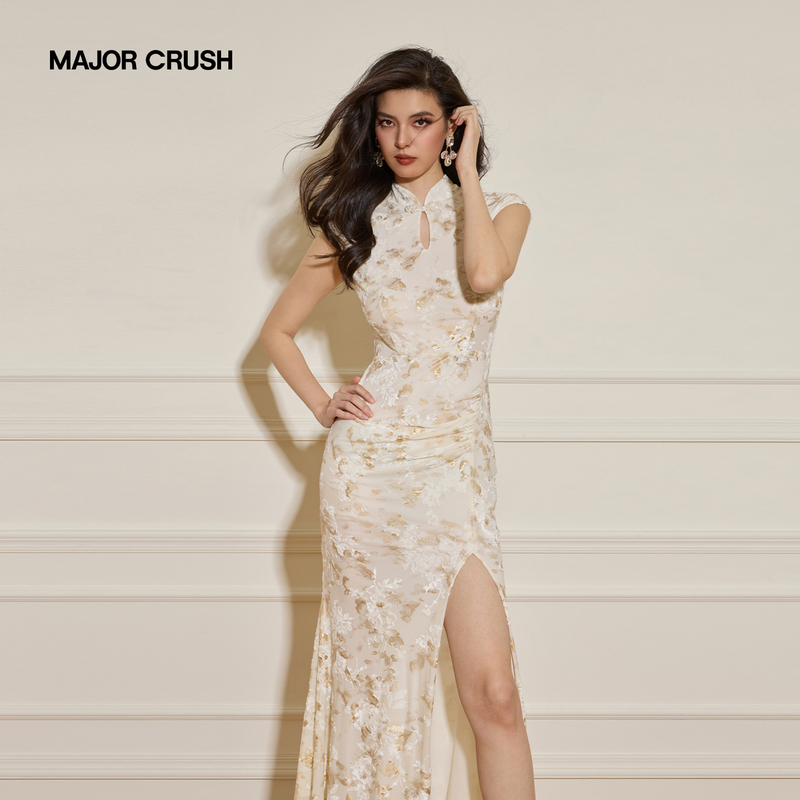 Major Crush White Jacquard Sleeveless Dress Slim Fit Long Style 2026 New New Chinese Style Cheongsam 6907