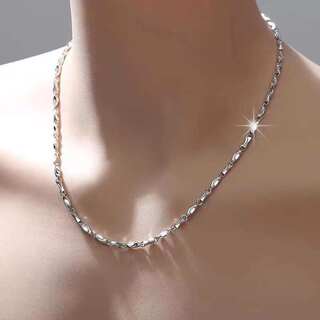Necklace 9999 Silver Non-Fading Trendy Men's Personalized Student Korean Style Simple Hip-Hop Cool Men's Necklace Jewelry