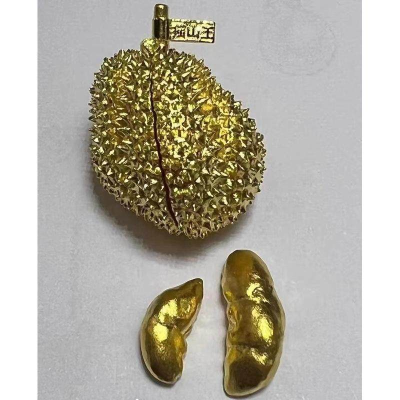 Gold Durian Pendant Necklace, Detachable, Fashionable and Creative, Color-Preserving Gold-Plated Musang King Clavicle Chain, Qixi Festival Gift
