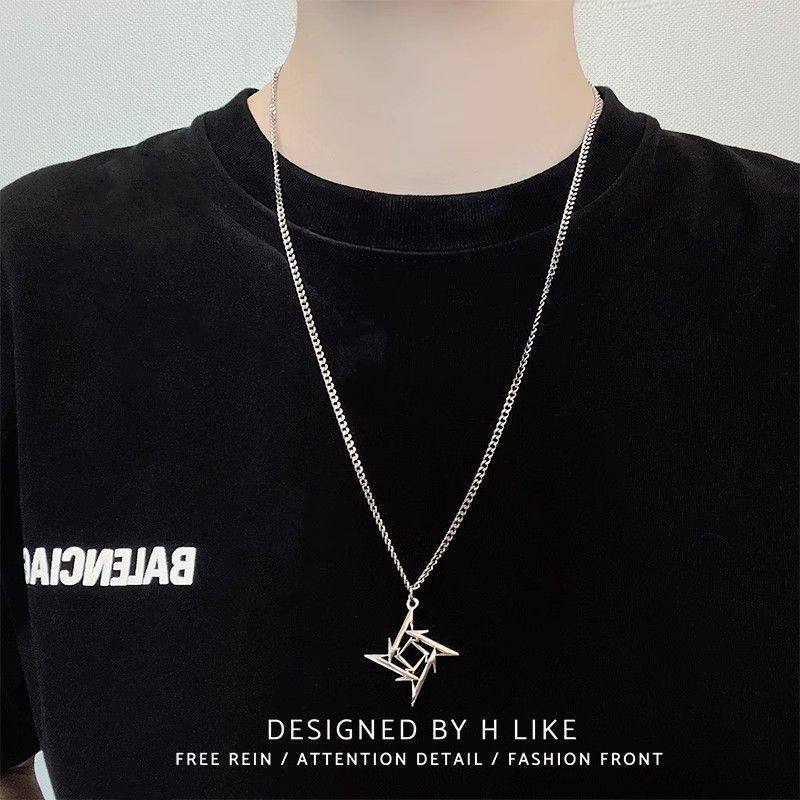 Diamond-Shaped Dart Necklace for Men, Non-Fading, Long-Lasting Titanium Steel, Trendy, High-End, Street Style, Detachable Necklace for Men and Women, New Model