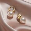 Simple and Elegant Mother-Of-Pearl Earrings for Women, French Style, Large Mother-Of-Pearl Ear Clips, Versatile Mother-Of-Pearl Jewelry