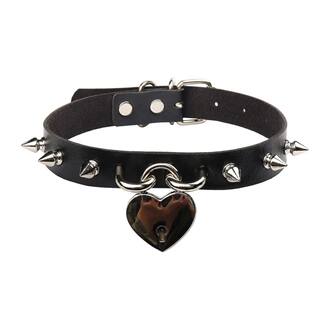 Punk Rock Harajuku Heart Lock Pendant Leather Choker European and American Style Rivet Neckband Necklace Clavicle Chain