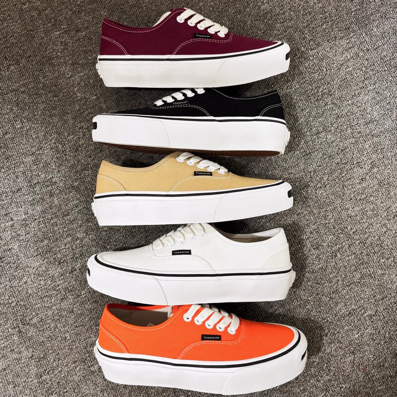 Thawanda2.0 Open Smile Th-251 Unisex Solid Color Thick-Soled Low-Top Lace-Up Cork Layer Low-Vulcanized Shoes