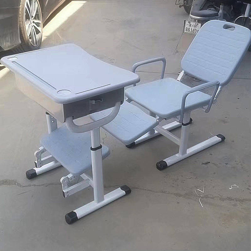 Reclining Lunch Break Desk and Chair Set for Schools, Multifunctional Screw-Adjustable Nap Chair for Primary and Secondary School Students, Hand-Cranked Study Desk