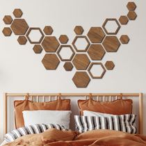 MZ135 cross-border creative hexagonal wooden wall stickers living room bedroom home decoration hexagonal wooden wall stickers