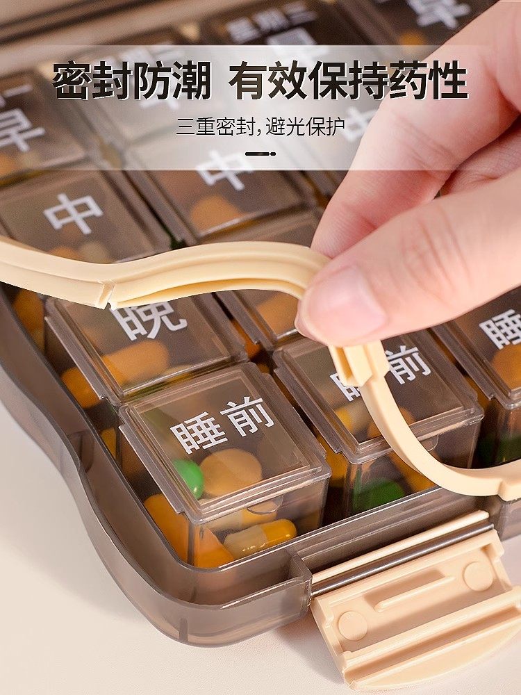 Japanese Elderly Medicine Box Portable Pill Organizer Medicine Dispensing Box Weekly Seven-Day Medication Reminder for Seniors
