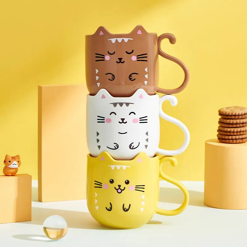 Cute Cat Mouthwash Cup Toothbrush Cup Home Travel Cartoon Th
