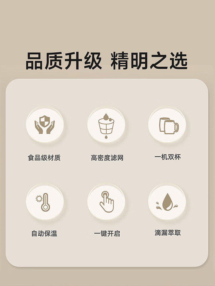 SAPOUDR Cm6620 Coffee Machine Automatic Drip Filter American Style Small Household Office Steaming and Brewing Tea Maker