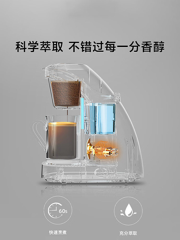 SAPOUDR Cm6620 Coffee Machine Automatic Drip Filter American Style Small Household Office Steaming and Brewing Tea Maker