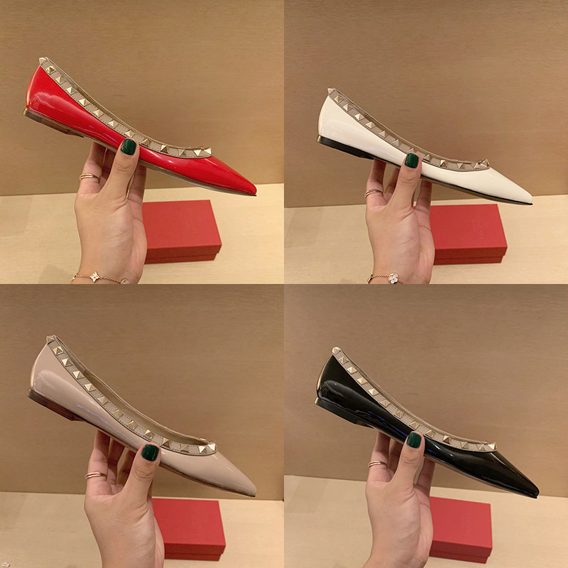 Valentino Roodi Women's Shoes with Rivets, Pointed Toe Flat Shoes, 2026 New Model, Shallow Mouth Genuine Leather Studded Closed-Toe Sandals Valentino Roodi Women's Shoes with Rivets, Pointed Toe Flat Shoes, 2026 New Model, Shallow Mouth Genuine Leather Studded Closed-Toe Sandals