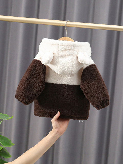 Bala Baby Fleece-Lined Jacket Winter Thickened Children's Furry Clothes Infant Cotton-Padded Jacket Cotton Clothing Boys' Winter Wear