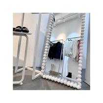Internet celebrity full-length mirror diy transformation material package mirror frame decorative edge ins style foam ball black dressing mirror