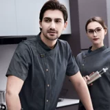 Шеф -повара Работа с одеждой с коротким рукавом тонкий дышащий ice Silk Summer Summer Cafeteri