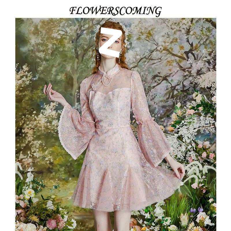 Spring New Retro Improved Cheongsam Dress Women's Slim-fit F