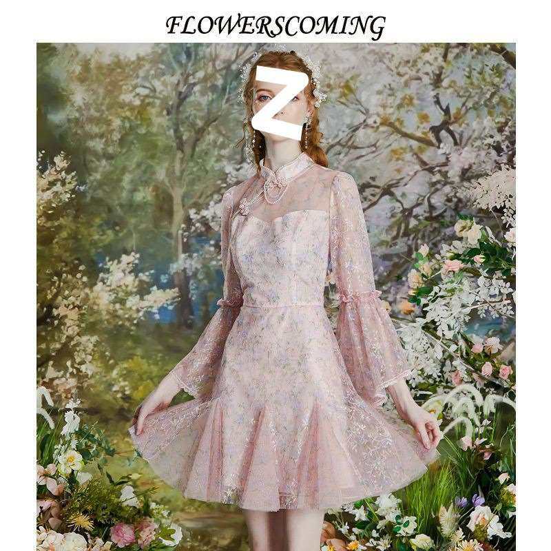 Spring New Retro Improved Cheongsam Dress Women's Slim-fit F