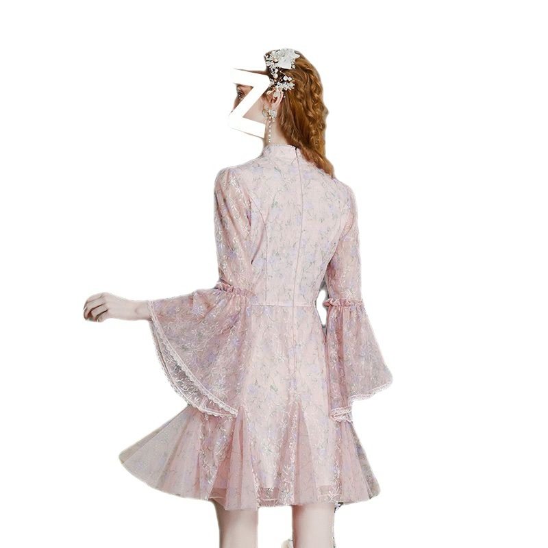 Spring New Retro Improved Cheongsam Dress Women's Slim-fit F