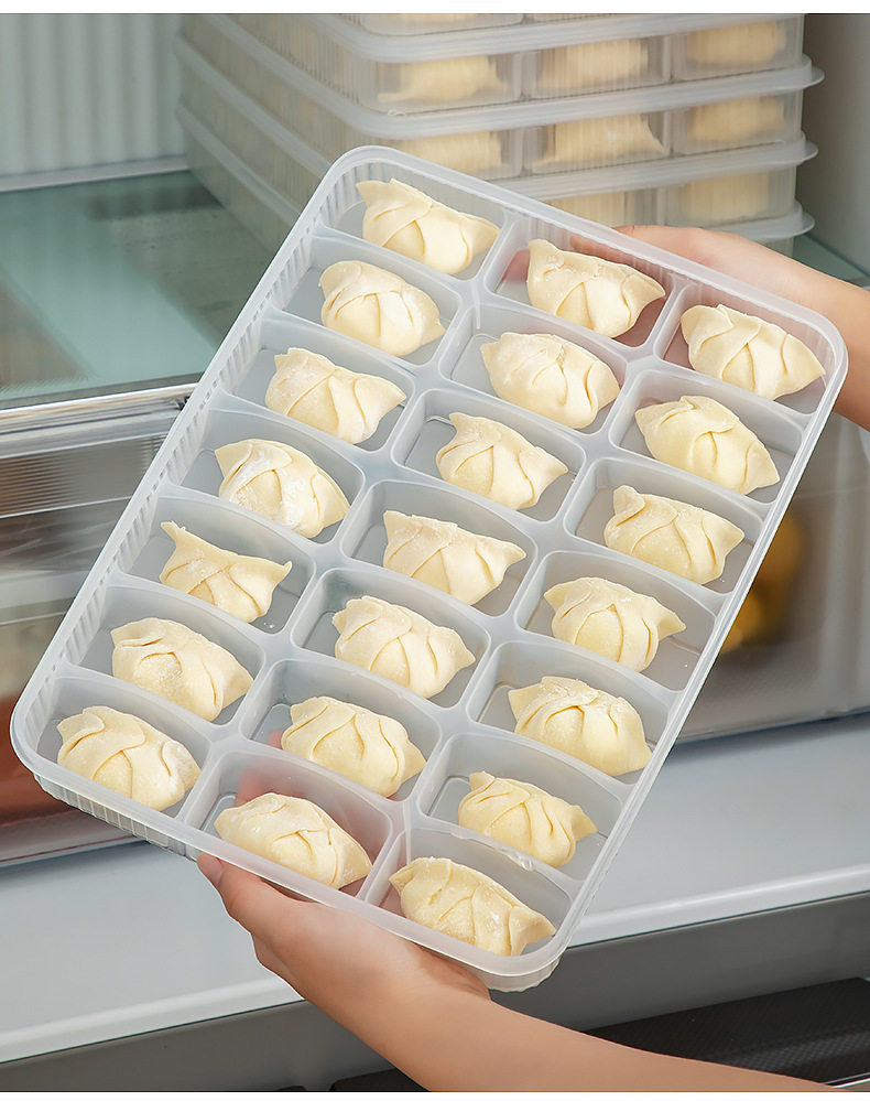Пельмени окне 饺子收纳盒冰箱用饺子盒冷冻食品级保鲜盒水饺馄饨托盘速冻食物大